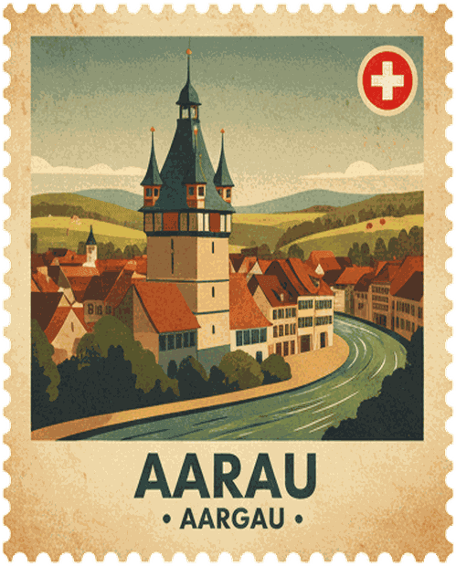 Aarau vintage travel stamp