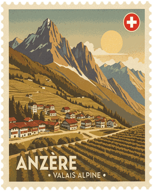 Aletsch Arena vintage travel stamp