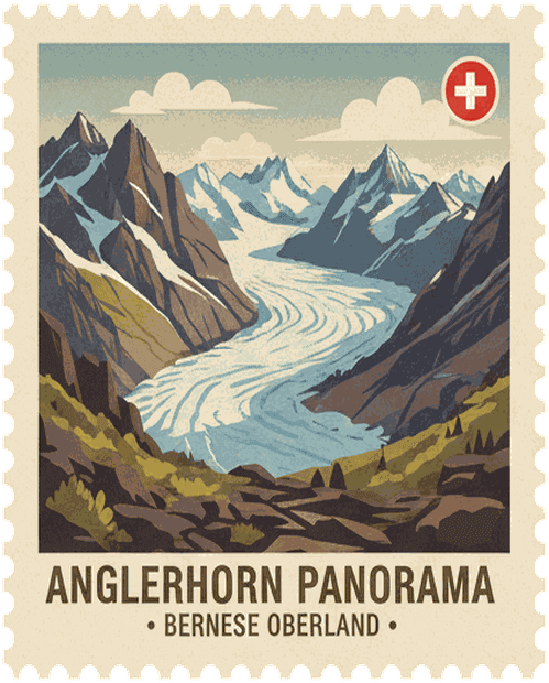 Anglerhorn Panorama vintage travel stamp