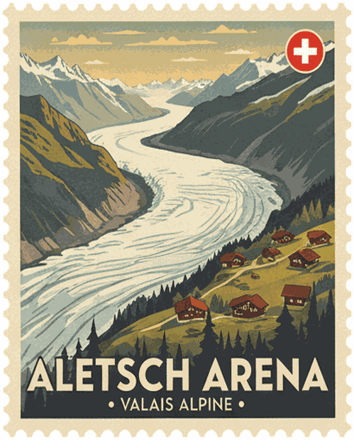 Anzère vintage travel stamp