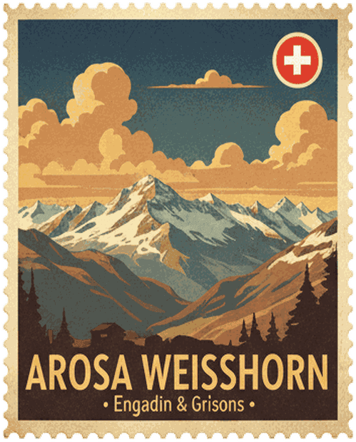 Arosa Weisshorn vintage travel stamp