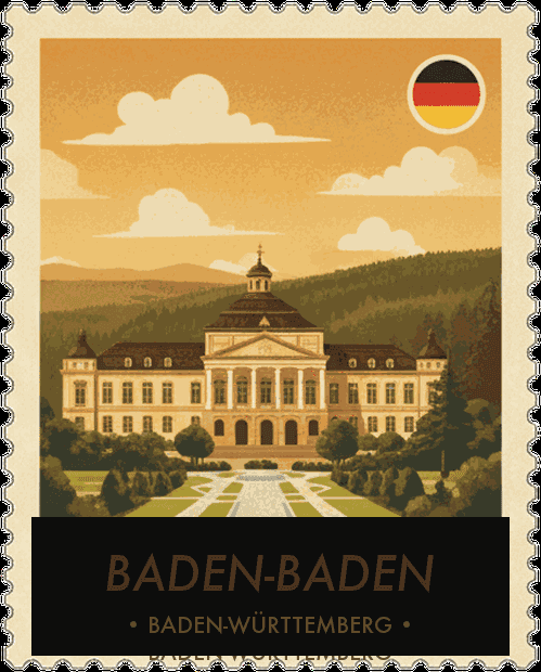 Baden-Baden vintage travel stamp