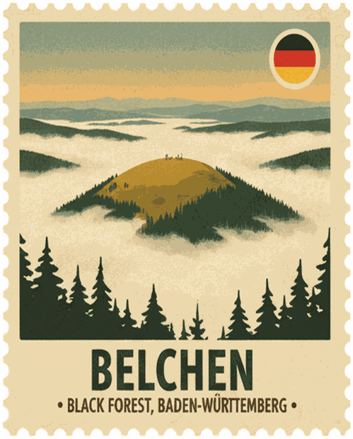 Belchen vintage travel stamp
