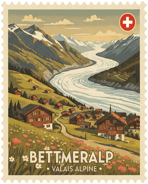 Bettmeralp vintage travel stamp