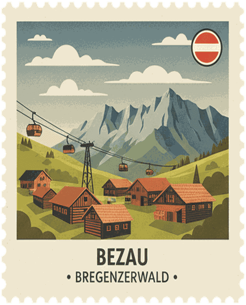 Bezau vintage travel stamp