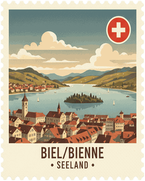 Biel/Bienne vintage travel stamp