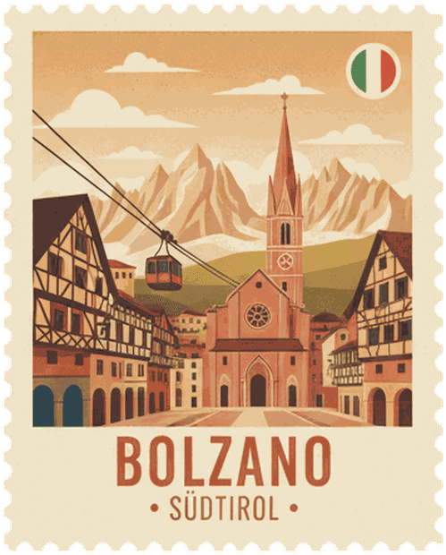 Bolzano vintage travel stamp