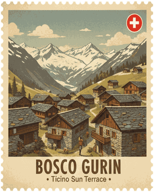 Bosco Gurin vintage travel stamp