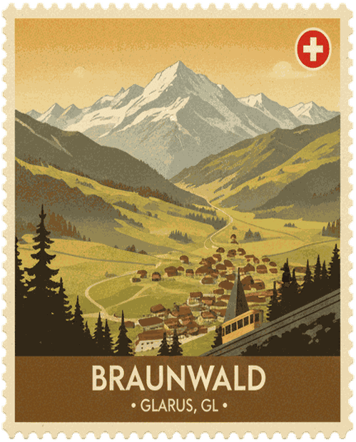 Braunwald vintage travel stamp