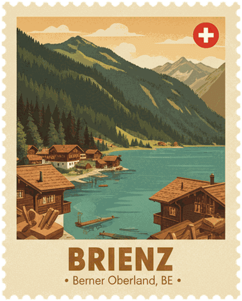 Brienz vintage travel stamp