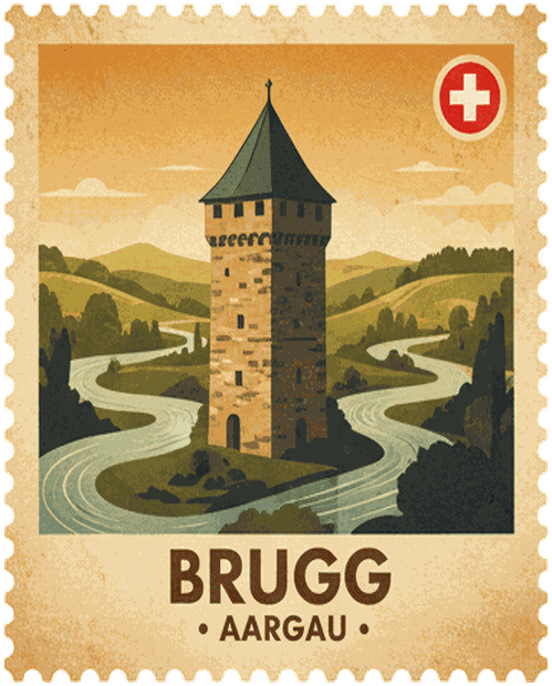 Brugg vintage travel stamp