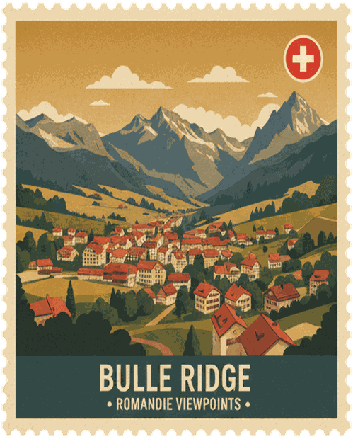 Bulle Ridge vintage travel stamp
