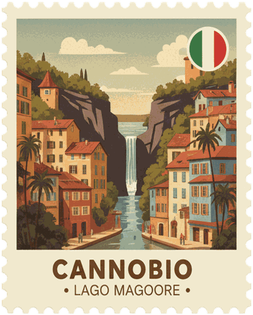 Cannobio vintage travel stamp