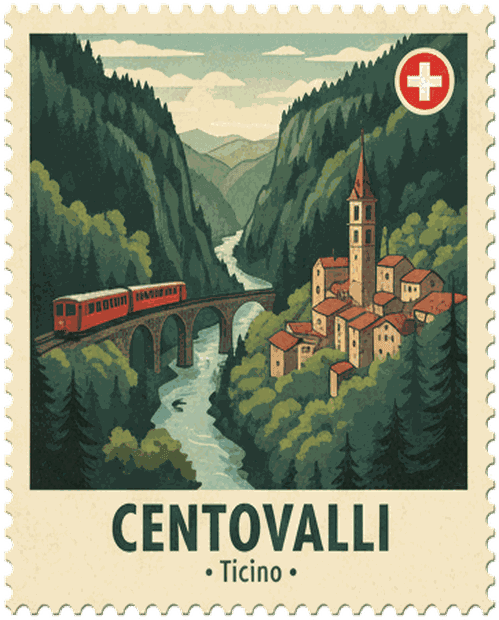 Centovalli vintage travel stamp