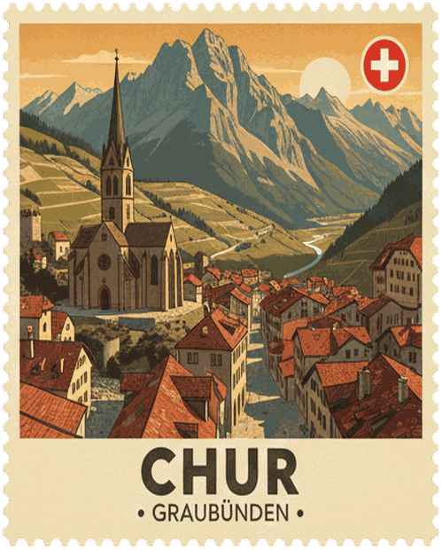 Chur vintage travel stamp