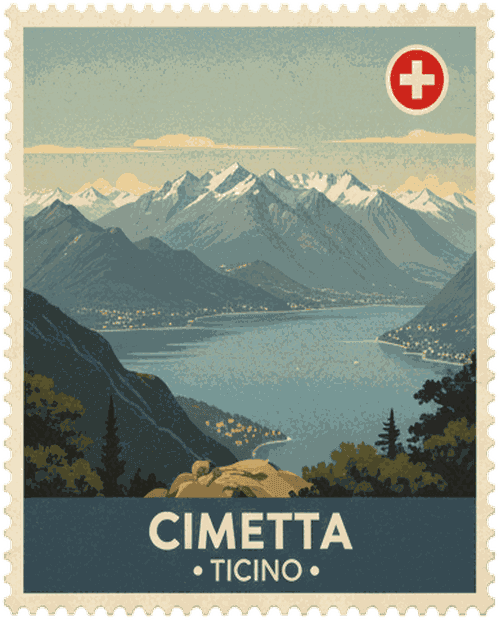 Cimetta vintage travel stamp