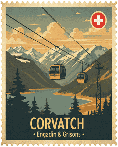 Corvatsch vintage travel stamp