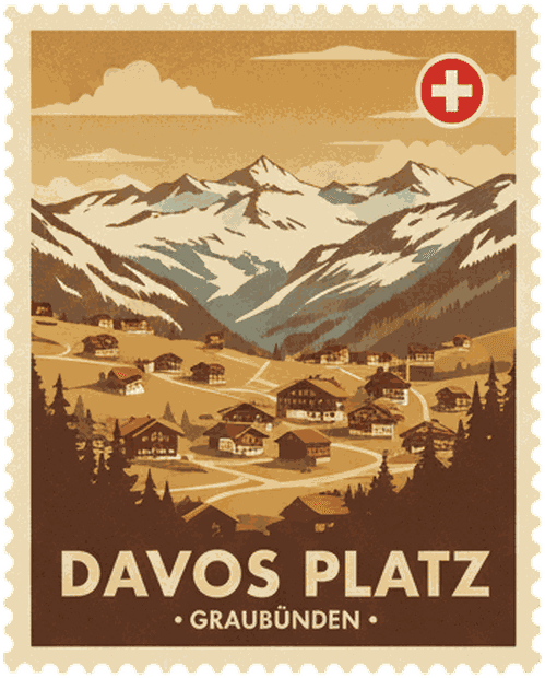 Davos Platz vintage travel stamp