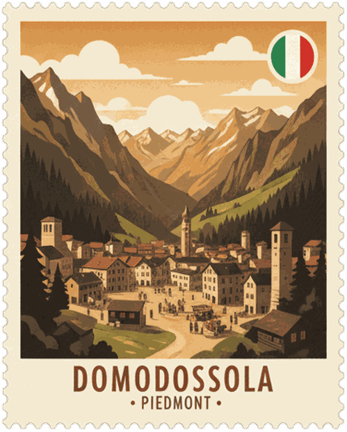 Domodossola vintage travel stamp
