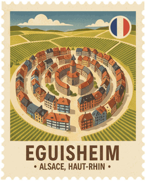 Eguisheim vintage travel stamp