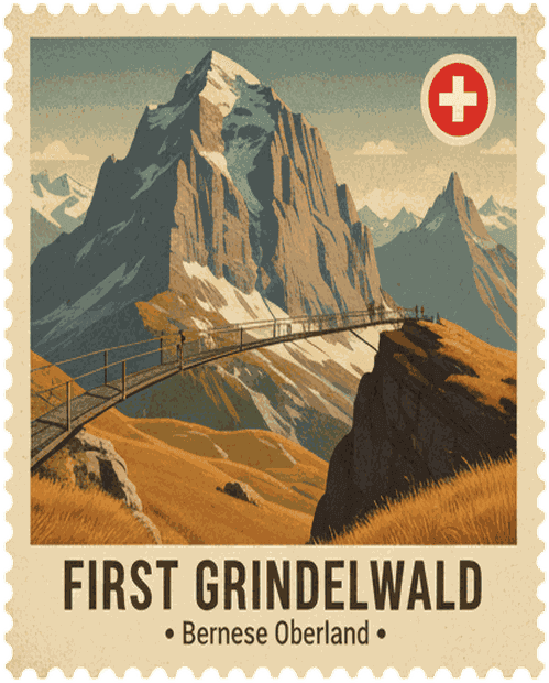 First Grindelwald vintage travel stamp