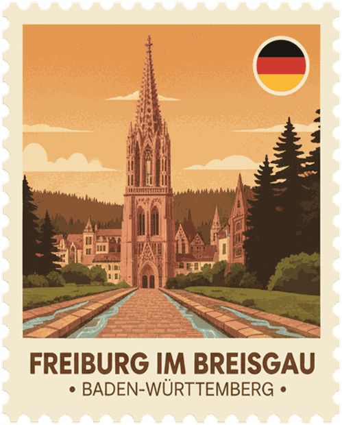 Freiburg im Breisgau vintage travel stamp