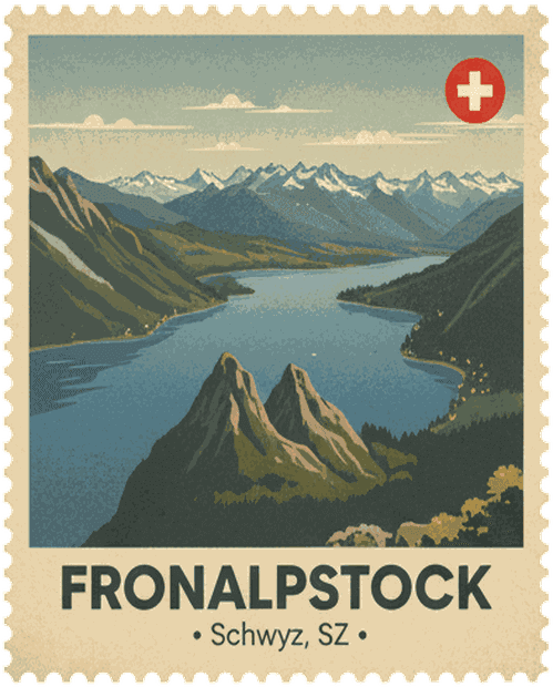 Fronalpstock vintage travel stamp