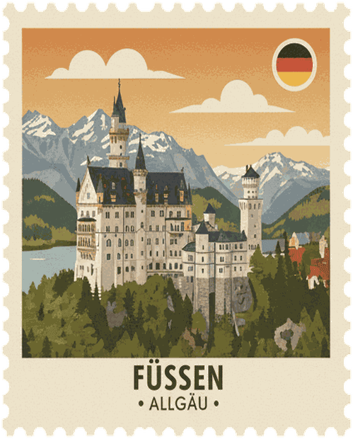 Füssen vintage travel stamp
