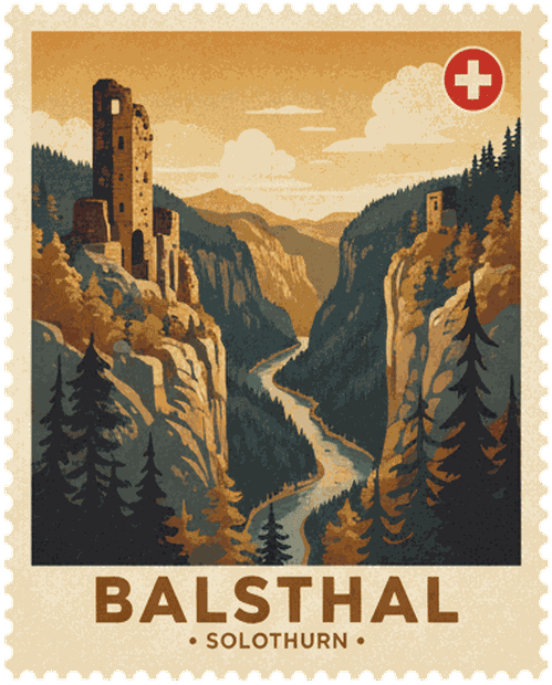 Gempen vintage travel stamp