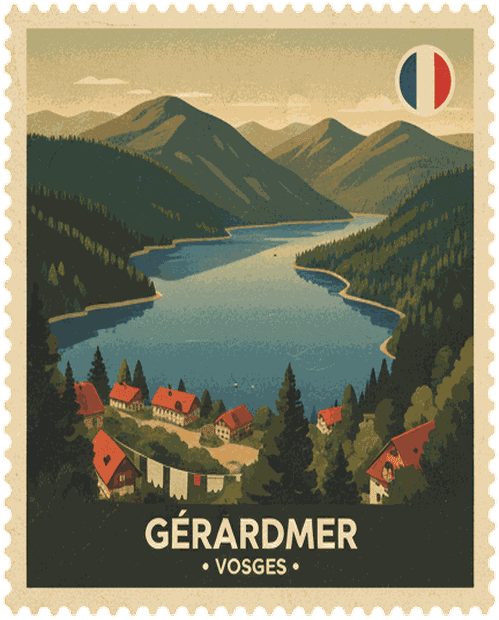 Gérardmer vintage travel stamp