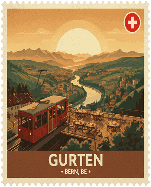 Gurten vintage travel stamp