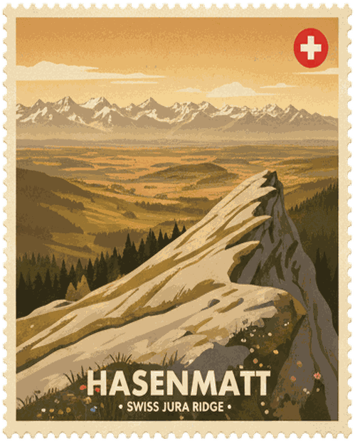 Hasenmatt vintage travel stamp