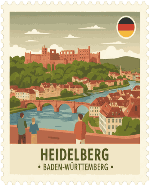 Heidelberg vintage travel stamp