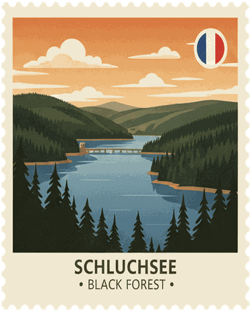 Hochschwarzwald Panorama vintage travel stamp