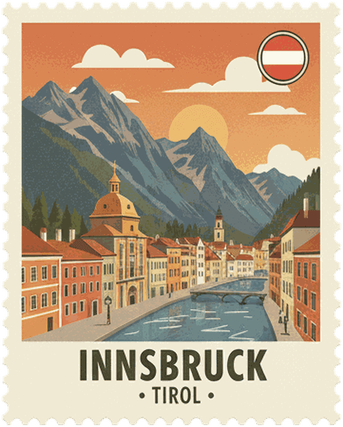 Innsbruck vintage travel stamp