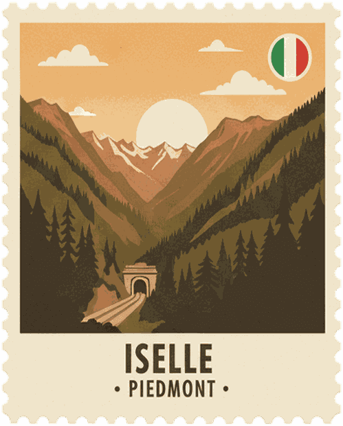 Iselle vintage travel stamp
