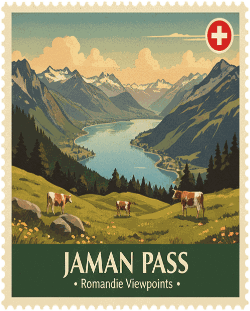 Jaman Pass vintage travel stamp
