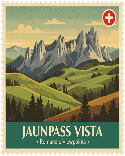 Jaunpass Vista vintage travel stamp