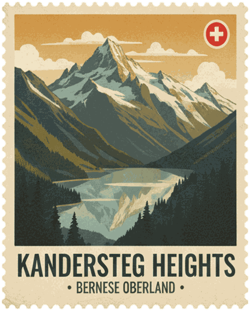 Kandersteg Heights vintage travel stamp