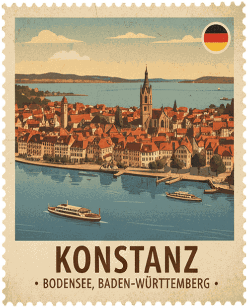 Konstanz vintage travel stamp