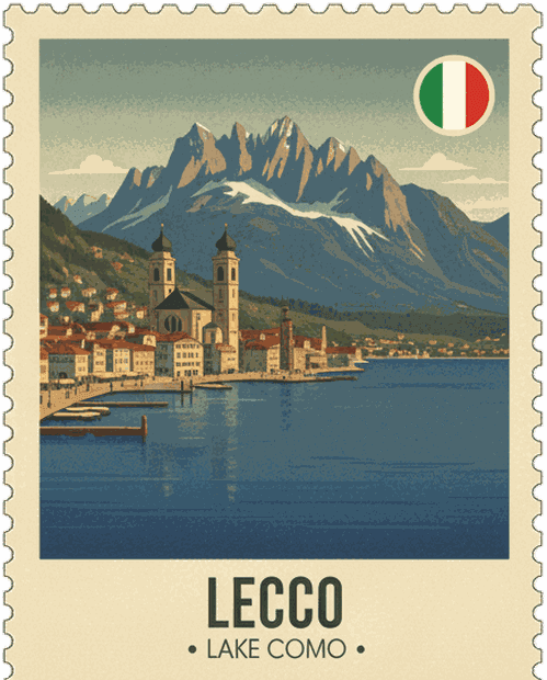 Lecco vintage travel stamp