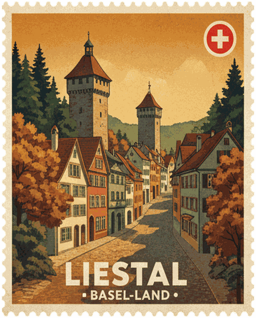 Liestal vintage travel stamp