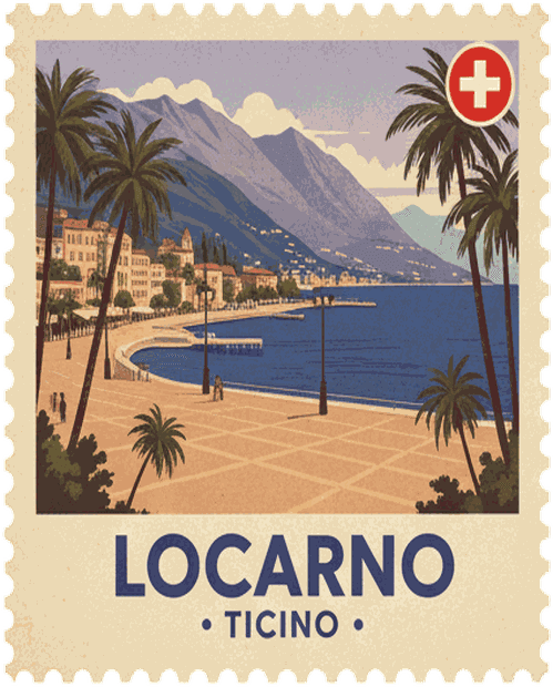 Locarno vintage travel stamp