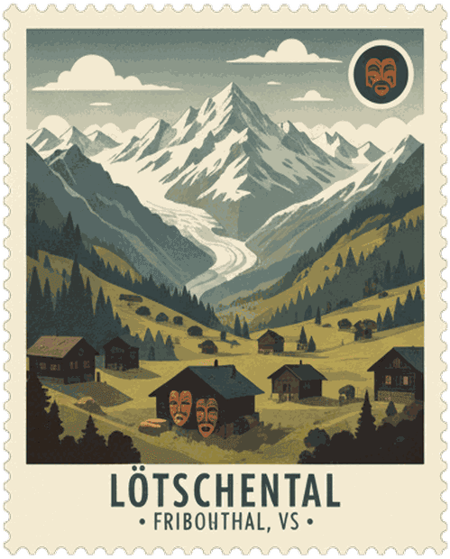 Lötschental vintage travel stamp