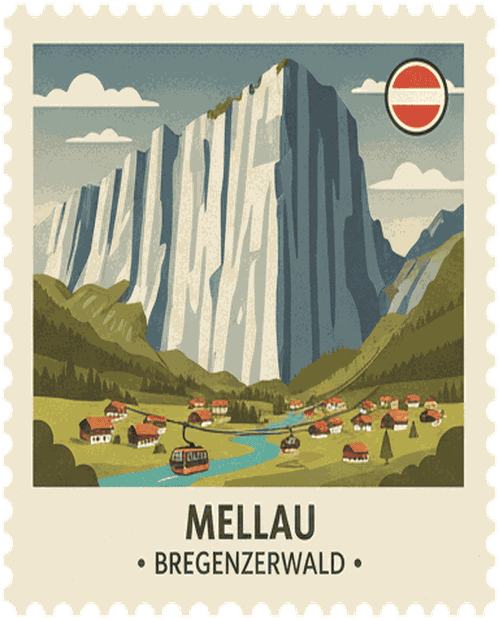 Mellau vintage travel stamp