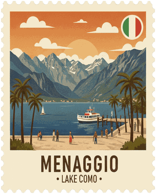Menaggio vintage travel stamp