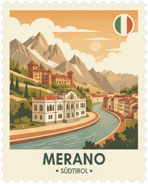 Merano vintage travel stamp