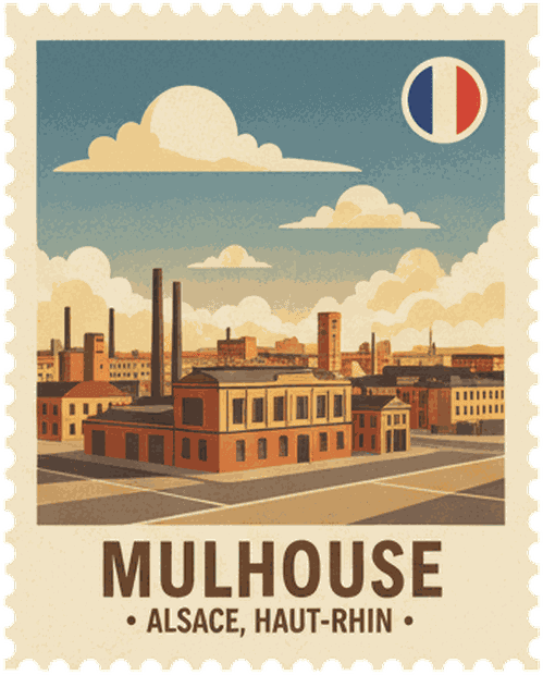 Mulhouse vintage travel stamp