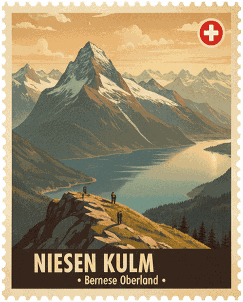 Niesen Kulm vintage travel stamp