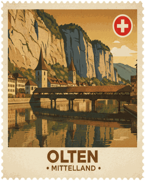 Olten vintage travel stamp